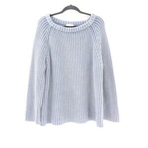 Demylee New York Dusty Blue Washed Cotton Round Neck Chunky Knit Sweater Large